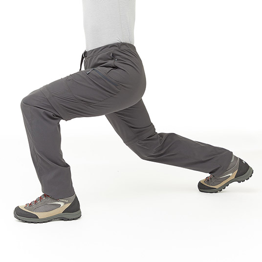 登山やトレッキングに適した、横または縦方向へのストレッチ性を備えています。