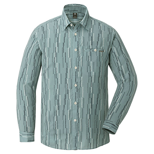 WIC.ライト プリント ロングスリーブシャツ Men's ブルー