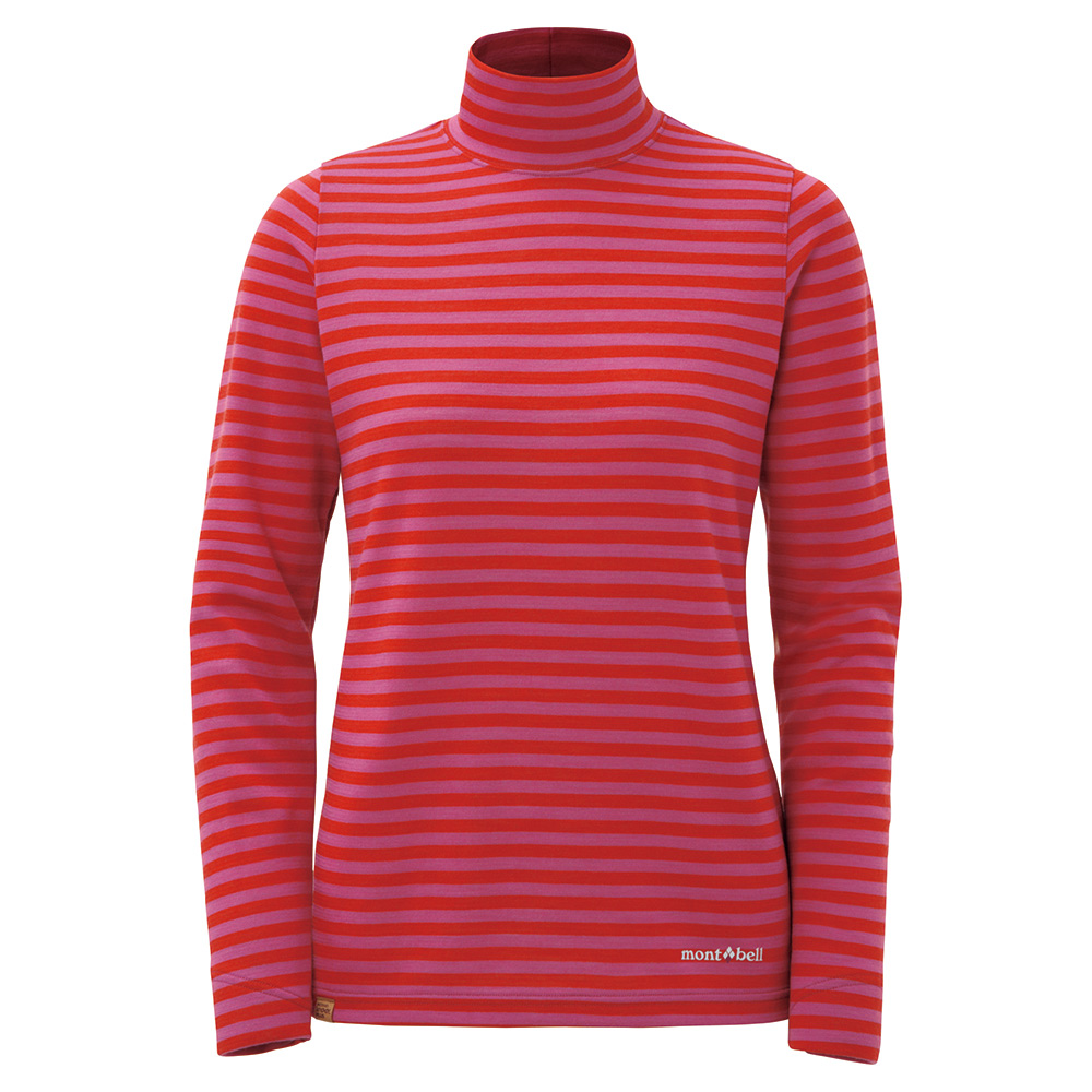 メリノウールプラスボーダーハイネックシャツ Women's シクラメンピンク×オーロラレッド