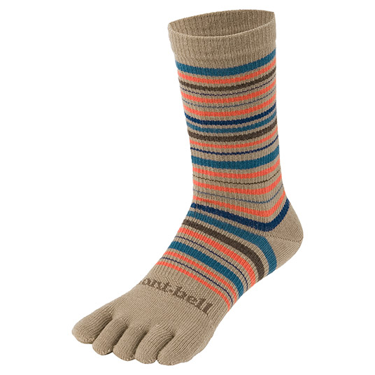 メリノウール トラベル 5トゥソックス Men's タン