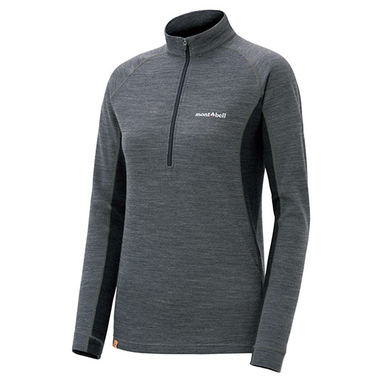 US メリノウールプラスアクション ジップネック Women's ヘザーチャコール